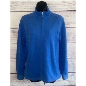 Callaway Jacket Women's L Turquoise Blue Full Zip Pockets Knit Golf Outdoor